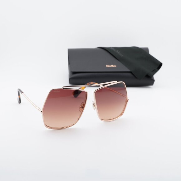 Max Mara Elsa MM0006 28F Geometric Sunglasses - Shiny Rose Gold/Brown Gradient main image 8